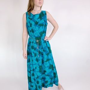 Vintage 60s Floral Edna Oliver Hawaii Maxi Dress